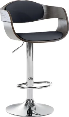 Produktbild von Barhocker NADAN - Kunstleder Schwarz/grau 50x48x88 cm | Barstuhl Höhenverstellbar Drehbar Tresenhocker Tresenstuhl Kneipenhocker Kneipenstuhl