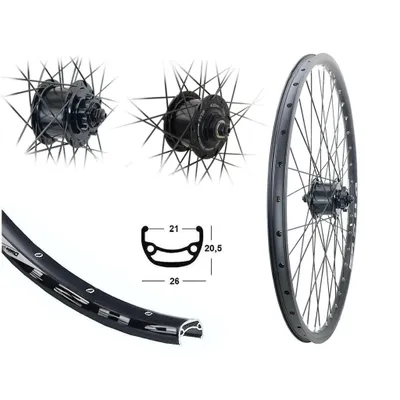 Produktbild von 26 Zoll Vorderrad MTB DH21 Disc 6-Loch schwarz Nabendynamo 21-559 Dynamo Laufrad