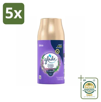 Imagen del producto de 5 unidades de recambio para ambientador automático Glade, aroma Lavanda y Aloe, 269 g, pack ahorro