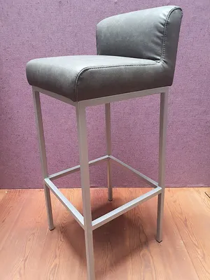 Produktbild von Design Barhocker Tresenhocker forAnne Metall Gestell Perlsilber Vintage Kunstleder Grau mit Rücken 76 Vintage grau-perlsilber-XL