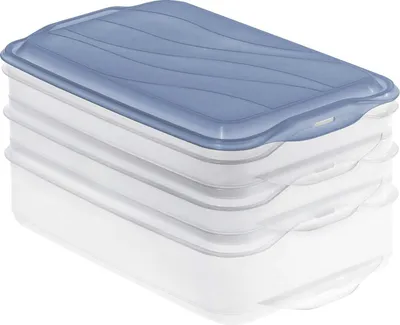 Produktbild von Pudełko na wędliny ROTHO Foodcenter Rondo 2x0,75l/1x1,35l 3-częściowe niebieskie
