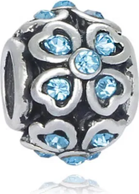 Produktbild von Schmuck-Perlen 3 Stück Charm für Armbänder glitzernd, 11 x 9 mm, Blau