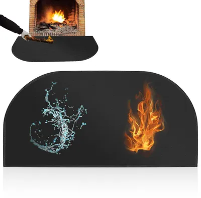 Imagen del producto de Placa protectora contra chispas, semicircular, de 102 x 50 cm, base ignífuga, para barbacoa y chimenea