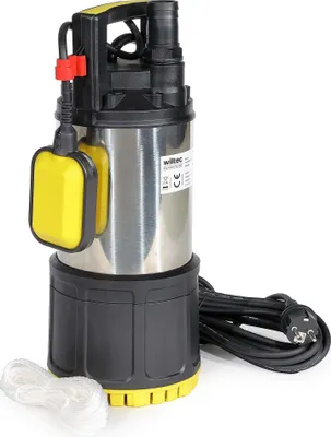 Produktbild von Wiltec Tauchpumpe mit Schwimmerschalter 1000 W, Tiefbrunnenpumpe bis 7 m Tiefe, Brunnenpumpe 30 m Förderhöhe, Wasserpumpe für Klarwasser