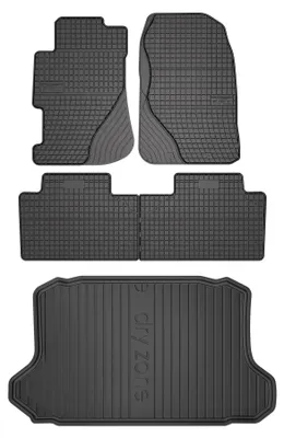 Productafbeelding van Rubberen automatten + kofferbakmat voor Honda Civic VII 2001-2005 (hatchback) – 5-delig, zwart, op maat – Wielganizator SolidPRO