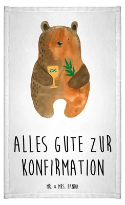 Produktbild von Mr. & Mrs. Panda Handtuch Bär Konfirmation - Weiß - Geschenk, Gäste-WC, Kleines, Gottesdienst, baumwolle, Teddy, Kirche, gäste wc, Evangelisch, Motiv