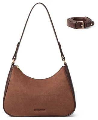 Produktbild von BOSTANTEN handtasche damen umhängetasche – Braun mit Kaffee-vorderseite Wildleder