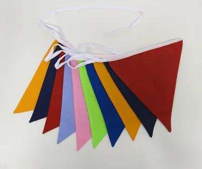 Wimpelkette 3 m, doppelseitig, Stoff, bunt, 10 Wimpel