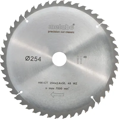 A circular saw blade is shown against a light gray background.