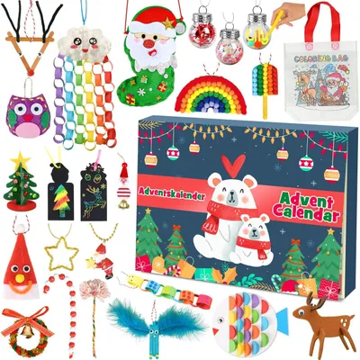 Produktbild von Basteln Adventskalender 2026 Kinder Mädchen Kreative Adventskalender origamikalender zum Basteln mit 24 Bastelsachen Weihnachtskalender DIY 3-12 Bunt