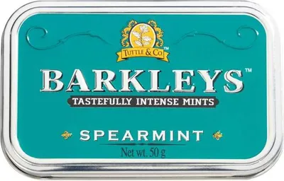 Produktbild von Barkleys Spearmint mit Pfefferminz Geschmack in einer Metalldose 50g