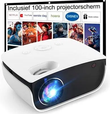 Zdjęcie produktu dla Mini projektor – mały projektor – projektor do smartfonów – biały/czarny