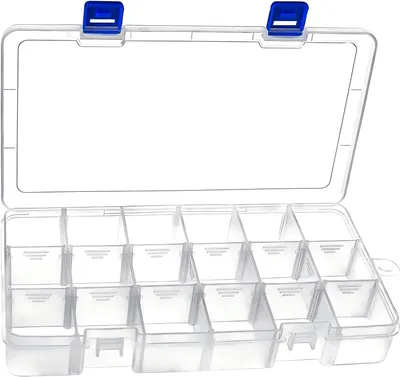 Produktbild von Multifunktionale Aufbewahrungsbox, 18 Fächer, verstellbare Kunststoffsortierbox, 22,5 x 12 x 3 cm, für