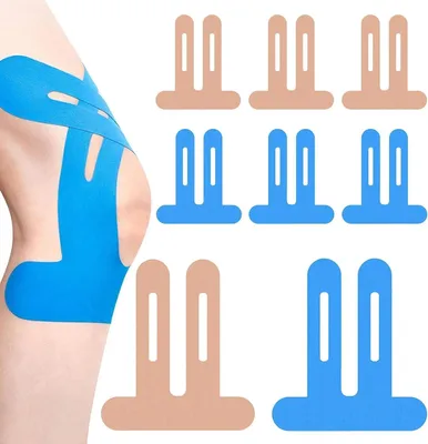 Imagen del producto de Cinta kinesiológica para rodilla, transpirable, elástica, paquete de 8 unidades, ideal para deportes y terapia del dolor