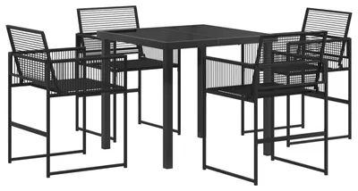 Image de vidaXL Ensemble de jardin 5 pcs noir Poly-Rattan