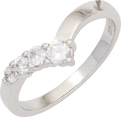 Produktbild von JOBO Damen Ring 925 Sterling Silber rhodiniert 4 Zirkonia Silberring Größe 60