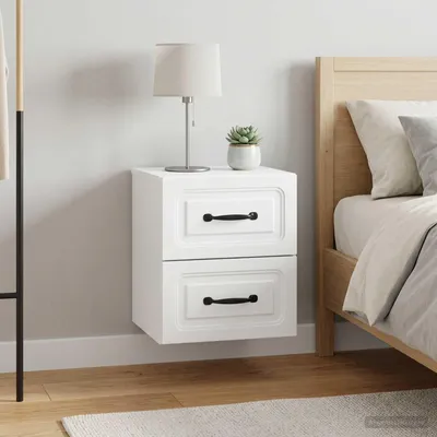 Image de vidaXL Table de chevet murale, lot de 2, blanc, 34,5 x 33 x 40 cm