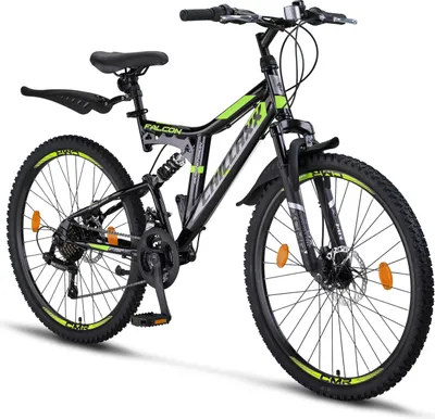 Image de Chillaxx Bike Falcon Premium Mountainbike en 24 et 26 pouces - vélo pour garçons, filles, femmes et hommes - frein à disque - 21 vitesses - suspension complète