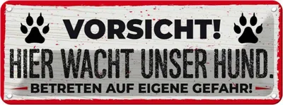 Produktbild von vianmo Blechschild 10x27 cm Vorsicht! Hier wacht uner Hund! Hund