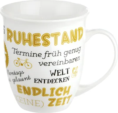 Produktbild von Gilde Porzell Jumbo-Tasse "Ruhestand": Die Kunst, den Ruhestand zu genießen