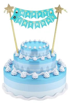 Produktbild von Happy Birthday Kuchendeko hellblau