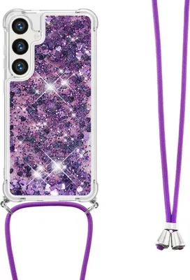 Produktbild von Samsung Galaxy S25 Hülle - Coverup Liquid Glitzer Back Cover mit Handykette - Violett