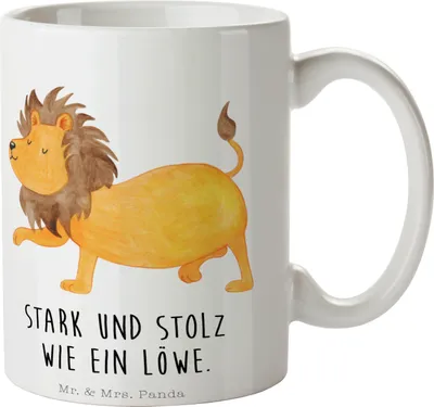 Produktbild von Mr. & Mrs. Panda Tasse Sternzeichen Löwe - Weiß - Geschenk, Teetasse, milchtasse, Kaffeebecher, Kaffeetasse, König Der Tiere, Geburtstag August, Aszendent, Juli, Pott
