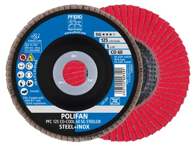 Image de PFERD Disque à lamelles POLIFAN CO-COOL SG STEELOX Ø 125 mm Granulométrie 60 conique - 67760625