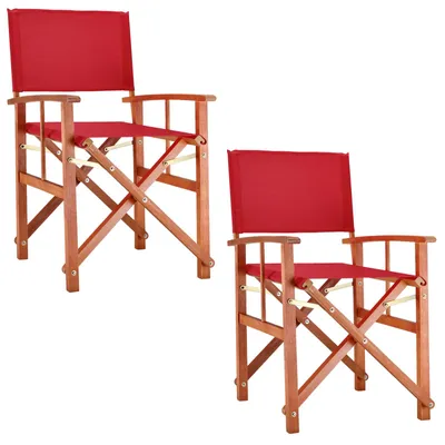 Produktbild von CASARIA® 2x Gartenstuhl Balkonstuhl Holz Rot FSC®-zertifiziert Klappbar 160kg Belastbar Bezug 30° Waschbar Armlehne Klappstuhl Garten Balkon Camping Wetterfest Eukalyptus 56,5x86cm