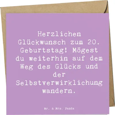 Produktbild von Mr. & Mrs. Panda Grußkarte Spruch 20. Geburtstag Glückspfad - Lavendeltraum - Geschenk, Freundin, doppelkarte, Teenagerzeit, besondere Momente, Happy Birthday, Abenteuer