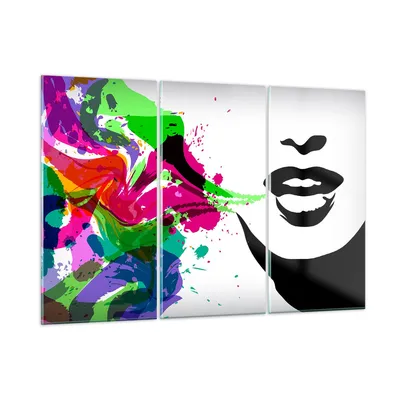 Produktbild von Bilder auf glas - Frau Gesicht Lippen Make-up - 105x70cm - Glasbilder - Wandbilder - Kunstdruck - zum Aufhängen bereit - Wanddekoration aus Glas - Glas Bilder - Wandbild auf Glas - GCE105x70-2634