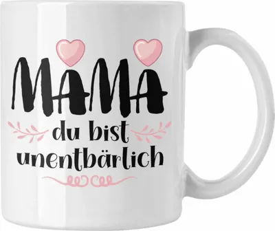 Produktbild von Trendation - Mutter Mama Tasse Geschenk von Tochter zum Geburtstag Weihnachten Kaffeetasse Lustig Geschenke Muttertag Muttertagsgeschenk Unentbährlich (Weiß)