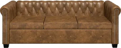 Produktbild von vidaXL Chesterfield-Sofa 3-Sitzer Kunstleder Braun
