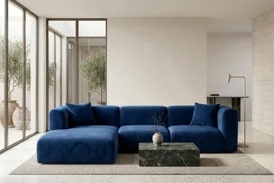 Produktbild von Kaiser Möbel Ecksofa L-Form, Velvet-Stoff Bluvel, Tintenblau, Links, GRETA