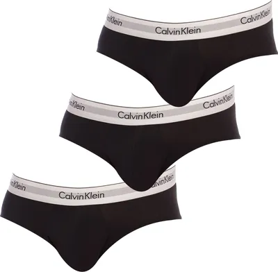 Zdjęcie produktu dla Męskie slipy CK CALVIN KLEIN, zestaw 3 sztuk, widoczna gumka, bawełniane majtki, kod produktu NB2379A HIP BRIEF 3P, rozmiar XL, 95% bawełna, 5% Elasthan