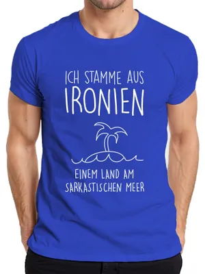 Obrázok produktu pre Pochádzam z irónie Sarkazmus Irónia Humor Minimalistické pánske tričko, modrá, L