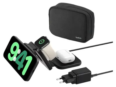 Produktbild von Belkin BoostCharge Pro, Drinnen, AC, USB, Kabelloses Aufladen, 1,5 m, Schwarz