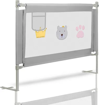 Produktbild von Zábradlie na posteľ Ochranná lišta na posteľ Výškovo nastaviteľné zábradlie na posteľ 200 x 98 cm Zábradlie na posteľ Ochrana postele pred pádom Tmavo šedá