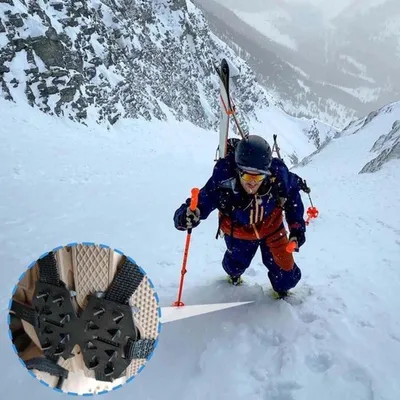 Edelstahl Steigeisen für Bergschuhe Größe 42-45 - rutschfeste Spikes für Wandern, Trekking und Winter Outdoor