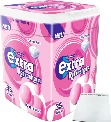 Produktbild von Wrigleys Extra Refreshers Bubblemint Kaugummi (35 Stck. Dose) + usy Block