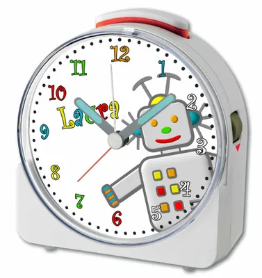 Produktbild von Kinder Wecker Motiv Roboter Kinderwecker weiß