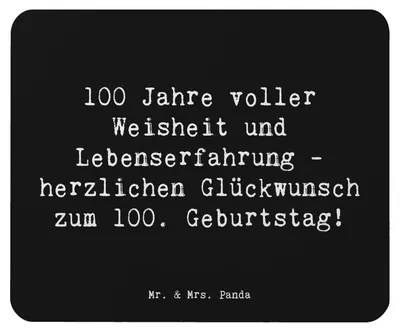 Produktbild von Mr. & Mrs. Panda Mauspad Spruch 100. Geburtstag - Schwarz - Geschenk, mousematte, laptop mousepad, herzlichen Glückwunsch, Geburtstagsgeschenk, Jubiläum, Happy Birthday