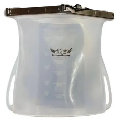Silikonbeutel wiederverwendbar 1500 ml transparent mit Doppelverschluss