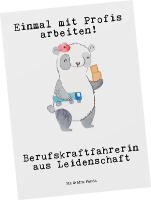 Produktbild von Mr. & Mrs. Panda Postkarte Berufskraftfahrerin Leidenschaft - Weiß - Geschenk, Ansichtskarte, Postkarten, einzelkarte, Grußkarte, Ansichtskarten