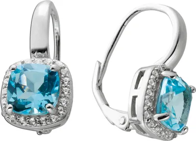 Produktbild von Blautopas Ohrringe Silber 925 blaue Natur Edelsteine weiße Zirkonia