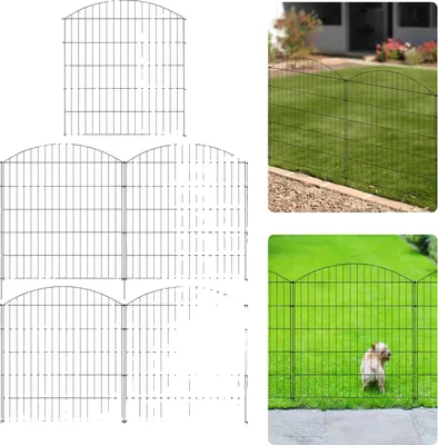 Obrázek produktu pro Zahradní plot, železný materiál, 5 kusů, rozestup 4 cm, výška 81 cm, délka 356 cm