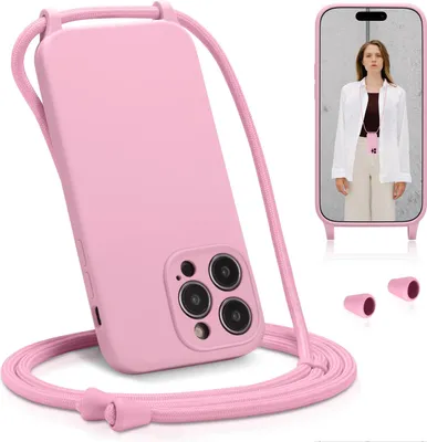 Produktbild von Handyhülle zum umhängen für iPhone 13 Pro Max Hülle mit Band Case Handykette Kameraschutz, Rosa