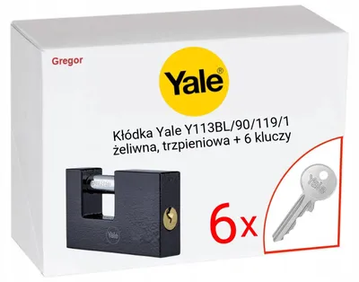 Obrázek produktu pro Yale Y113BL/90/119/1 Bezpečnostní visací zámek litinový 6 klíčů