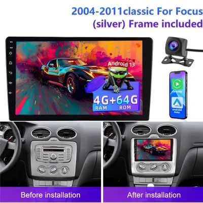 Image de Autoradio Android Double DIN - Lecteur multimédia - Système de navigation - Radio compatible CarPlay