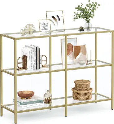 Produktbild von Songmics Konsolentisch Regal 3 Ablagen Metallrahmen Gold